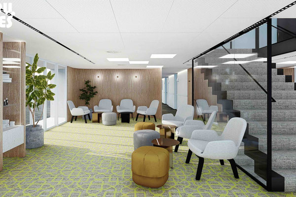 Die großzügige Eingangshalle der MS Albertina