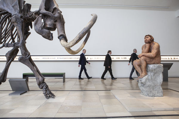 Pressebilder für den dtv Verlag: Harald Meller, Kai Michel und Carel van Schaik,  fotografiert im Landesmuseum für Vorgeschichte, Halle 