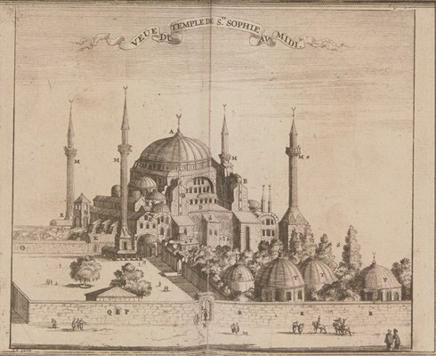 Constantinople, Basilique Sainte-Sophie in  La galerie agréable du monde, édité en 1729 par Van Der Aa. / BNF/ Gallica