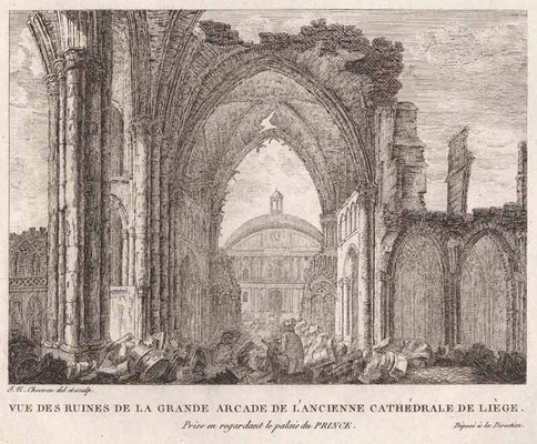 Liège, ruines de la grande arcade de l'ancienne cathédrale / Abbeville, Musée Boucher-de-Perthes