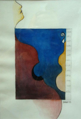  Silhouette             34 x41 cm.  inkl. Rahmen       980.- Euro                Aquarell