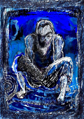 <span style="font-family: Georgia, serif; font-size: 10px;">『from "Les amants du Pont-Neuf"03』（2001） <br> Acrylic on paper, B5(257mm×182mm)  <br>［not for sale］</span>