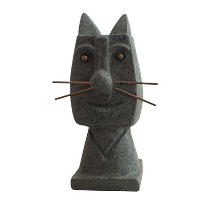 Katze mit Messinghaaren/-augen   -   40 cm     -     500 €