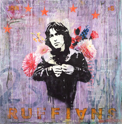 "Join us ruffians", 115 x 115 cm auf Leinwand