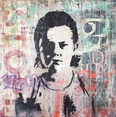 "Now, I ´m the boy who has a gun!", 60 x 60 cm auf Holz