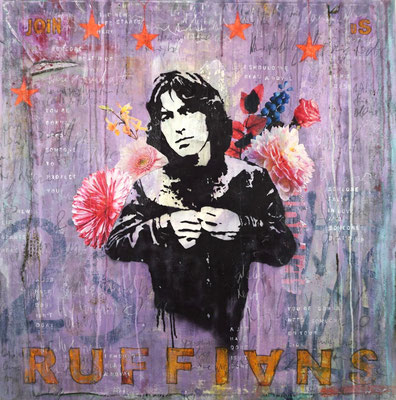 "Join us ruffians", 115 x 115 cm auf Leinwand