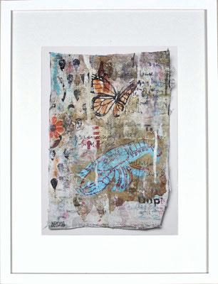 "Hummer, blau", ca. 27 x 19 cm auf Leinwand