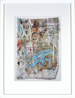 "Hummer, blau", ca. 27 x 19 cm auf Leinwand
