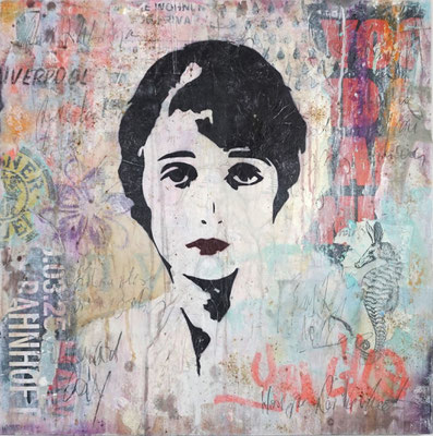 "The Lady from Liverpool". 60 x 60 cm auf Holz