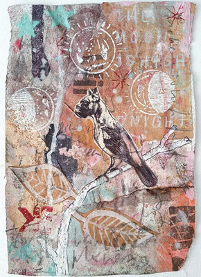 " I can fly to moon (one day)", ca. 27 x 19 cm auf Leinwand