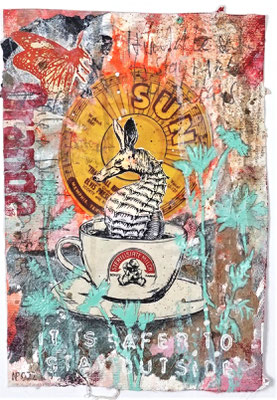 "It is safer to be outside", ca. 27 x 19 cm auf Leinwand
