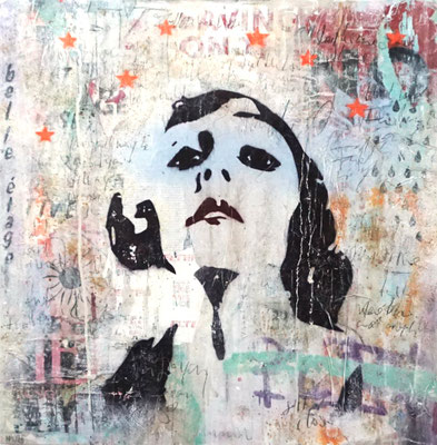 "Belle étage, 9 pm", 60 x 60 cm auf Holz