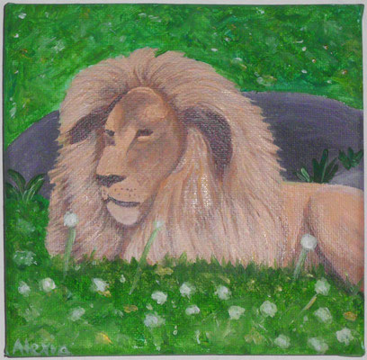 Matadi - Leipziger Zoo-Löwe, 15 x 15 cm Leinwand, 19.04.2015 (verschenkt)