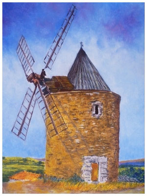 Le vieux moulin - PASTEL A L'HUILE