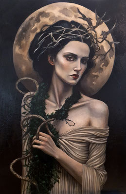 Moonlady, 40x60cm, Öl auf Leinwand, 2024
