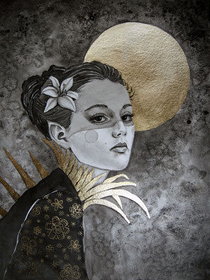 Mondblume, 24x32cm, Mixed Media, 2020