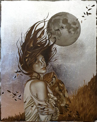Wind der Veränderung, 40x50cm, Öl und Schlagmetall, 2022