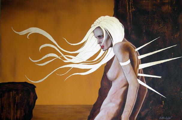 Kriegerin IV, 87x58cm, Acryl auf MDF, 2016