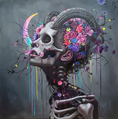 Aufwärts in die Tiefe, Öl auf Leinwand, 70x70cm, 2025
