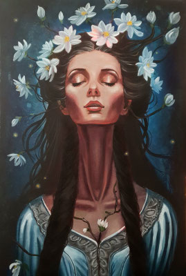 Erblühen, 40x60cm, 2024, Jede Blüte war einst ein Samenkorn, dieses Bild ermutigt uns, zu wachsen und uns zu zeigen.