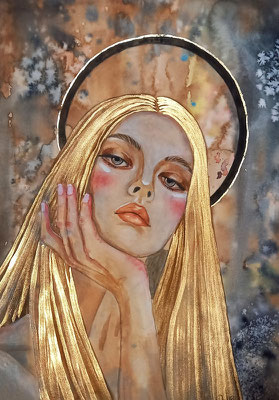 Goldene Energie, 24x32cm, Mixed Media, 2020