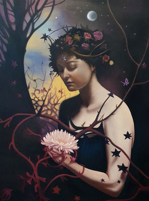 Morgendaemmerung, 60x80cm, 2023, In der stillen Verbundenheit mit der Natur erwacht unsere innere Kraft.