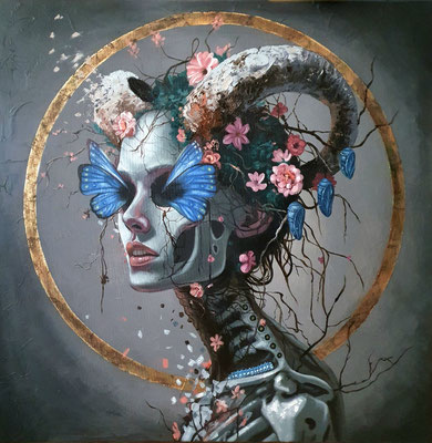 Dazwischen, 70x70cm, Öl auf Leinwand, 2025