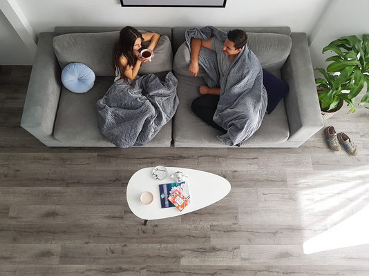 Unwind after work with a weighted blanket.