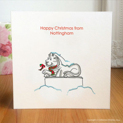 72. Nottingham's Right Lion and Robin Christmas Card