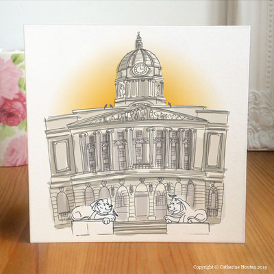 76. Nottingham Council House, sunshine, lions and pigeons