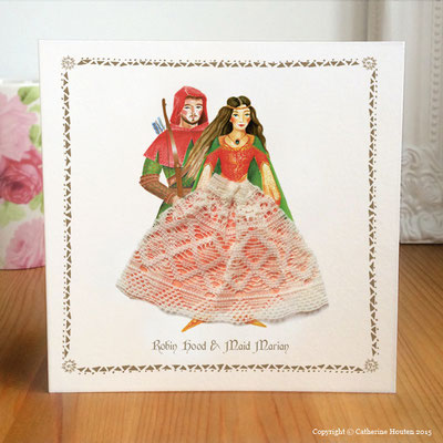 77. Robin Hood and Maid Marian. Marian's skirt is made from Nottingham Lace and she is wearing a gem stone pendant