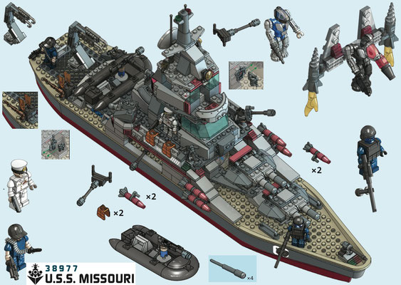 LEGO KRE-O CREATE IT 38977 U.S.S. MISSOURI BATTLESHIP GI JOE