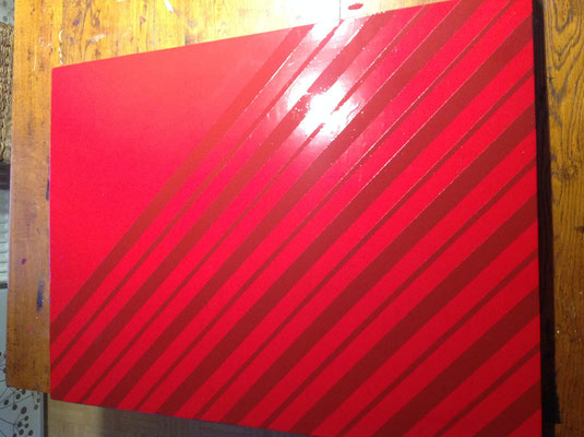 Tableau 1/ bandes obliques (rouge de cadmiun+terre de Sienne brûlée+vert oxyde de chrome)
