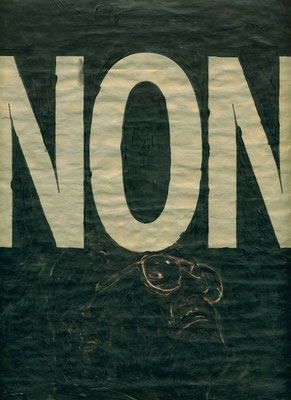 "Un jour en noir" p.1 huile sur papier "Libération" du 22 avril 2002 40x28cm. 