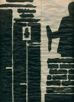 "Un jour en noir" p.11 huile sur papier "Libération" du 22 avril 2002 40x28cm. 