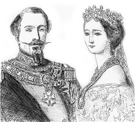 Napoléon III et Eugénie de France, d'après une gravure d'époque