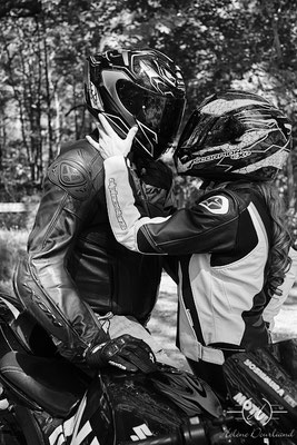 shooting moto en couple en forêt de Rambouillet