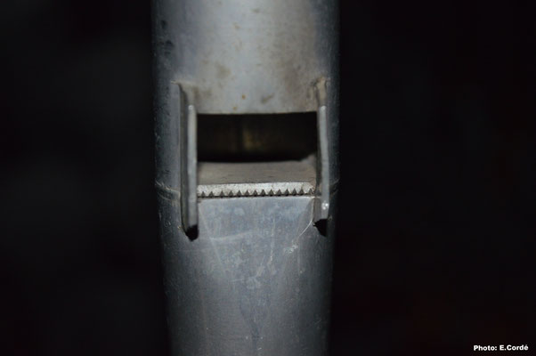 Détail d'une bouche du Lieblich Gedackt 8',  remarquez la hauteur de bouche et la lèvre supérieur non aplatie