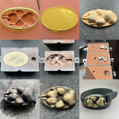 Vom Pfotenabdruck zur handgefertigten Gürtelschnalle mit Gürtel. - schnallenkunst