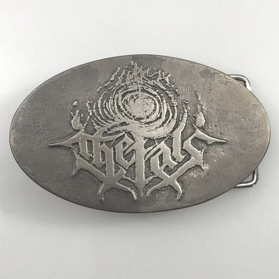 Anfertigung von Gürtelschnalle /Buckle für die Heavy Metal Band "The Fals". Gefertigt aus Messing mit speziell bearbeiteter Antik Oberfläche. - schnallenkunst