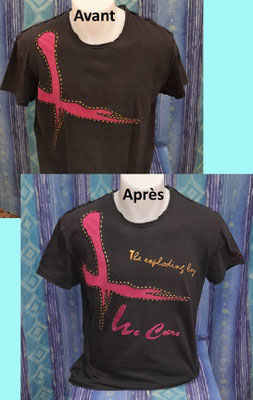 L'Atelier de Couture Nadine GRATACAP. Customisation par broderie d'un T-shirt pour un concert de "The Cure".