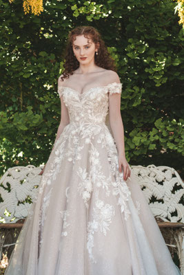 Robe de mariée romantique poudrée Bridgerton