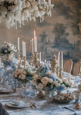 Mariage dans un château décoration à la Bridgerton