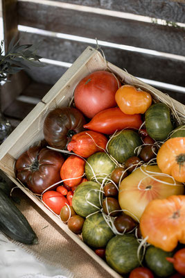 légumes cagettes mariage champêtre