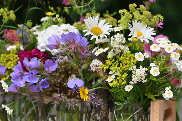 Wie aus dem Bauerngarten oder in diesem Fall #Appelbarg gepflückten Blumen gehören zum aktuellen Sommertrend "heimische Ländlichkeit". Fotos: Petra Schweim - Impression: John Langley - Ort: #Appelbarg