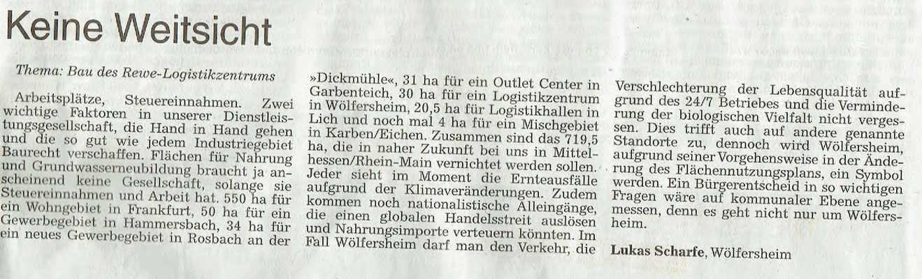 Wetterauer Zeitung, 18. März 2018