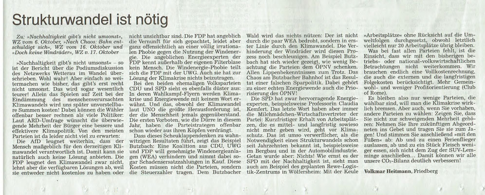 Wetterauer Zeitung, 27. Oktober 2018