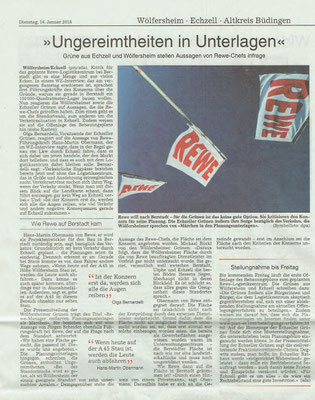 Wetterauer Zeitung,  16.1.2018