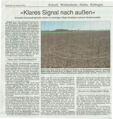 Wetterauer Zeitung vom 30. Januar 2019