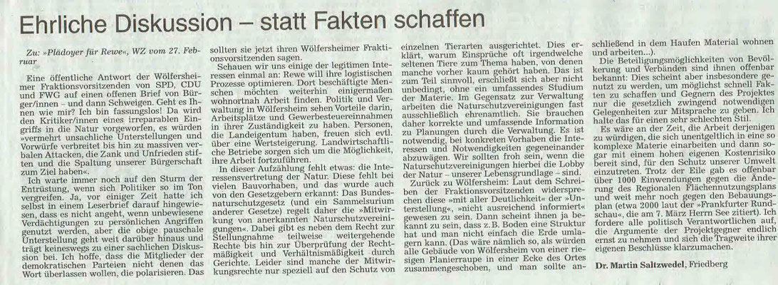 Wetterauer Zeitung vom 16. März 2019